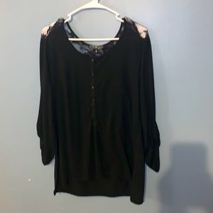 **NEVER WORN** Almost Famous women’s black shirt with lace detail